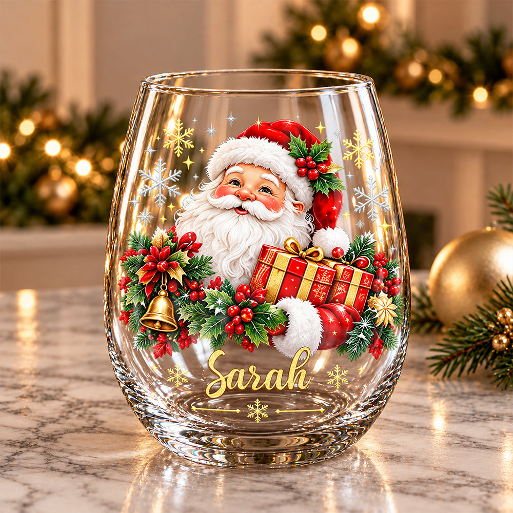 Personalized Christmas Stemless Wine Glass Gift For Family CH07 180970
