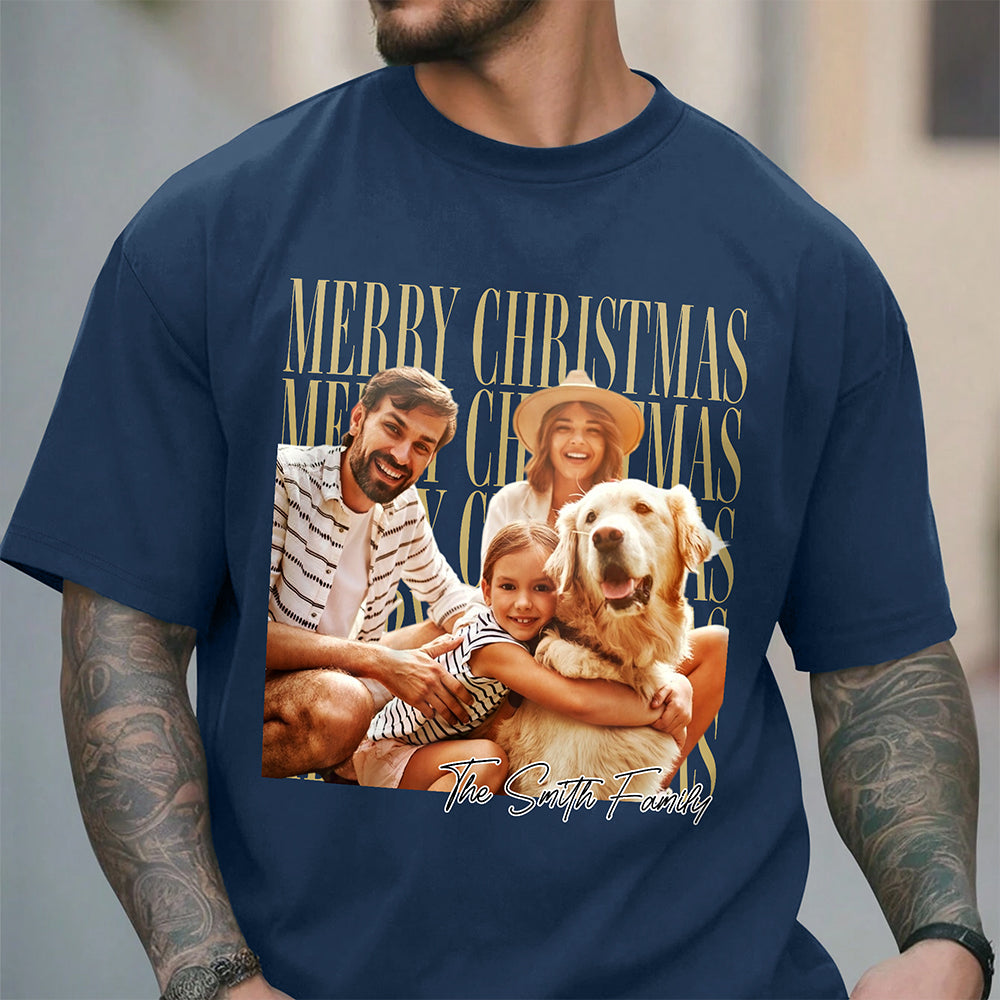 Personalized Vintage Photo Merry Christmas Comfort Shirt, Custom Family Holiday Gift HA75 922114