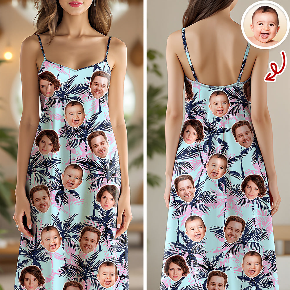 Custom Human Face Photo Tropical Maxi Dress Summer Gift CH07 911024