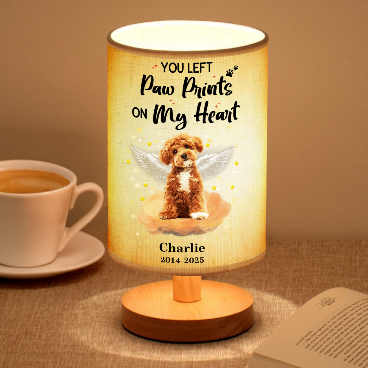 Custom Photo Your Light Will Always Shine In My Heart Dog Memorial Fabric Lamp HA75 892314