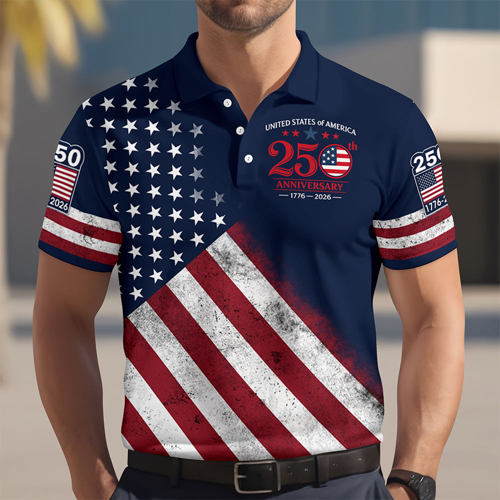 United Stated Of America Anniversary 250th 1776–2026 Anniversary Patriotic Polo Shirt HO82 902788