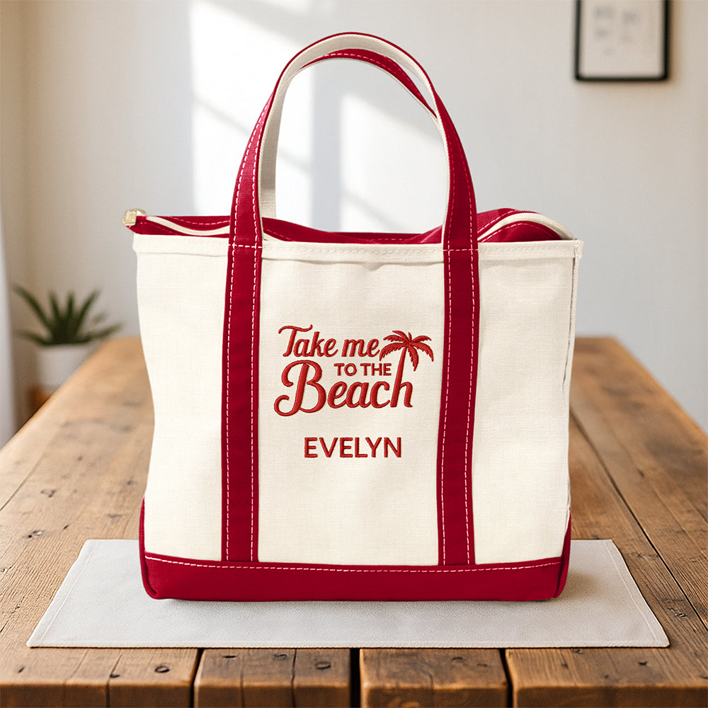 Personalized Take Me To The Beach Embroidered Monogram Beach Bag HO82 894250