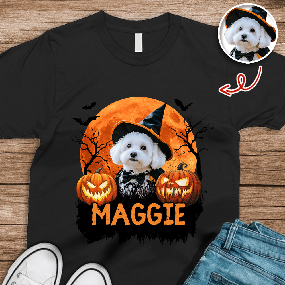 Custom Halloween Dog Photo Dark Shirt Spooky Season Shirt Dog Lovers Halloween Gift CH07 899428
