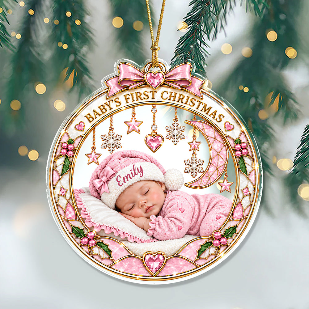 Custom Name Baby First Christmas Acrylic Ornament, Special Keepsake for New Parents CH07 180538