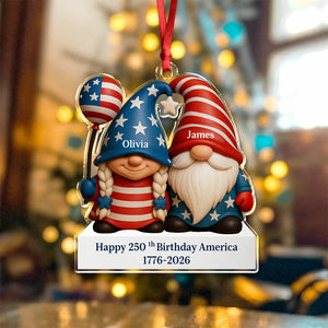 Custom Gnome Couple Happy 250th Anniversary American Acrylic Ornament LM32 897239