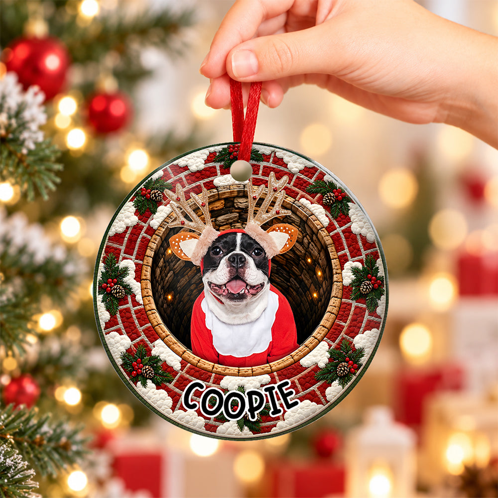 Personalized Pet Photo Chimney Christmas Ceramic Ornament, Custom Holiday Tree Decor Gift For Pet Lovers HO82 904148