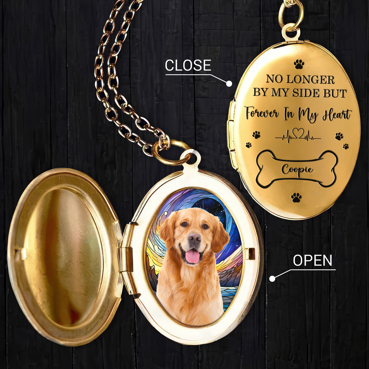 Custom Dog Cat Photo No Longer By My Side But Forever In My Heart Memorial Locket Necklace HO82 893672