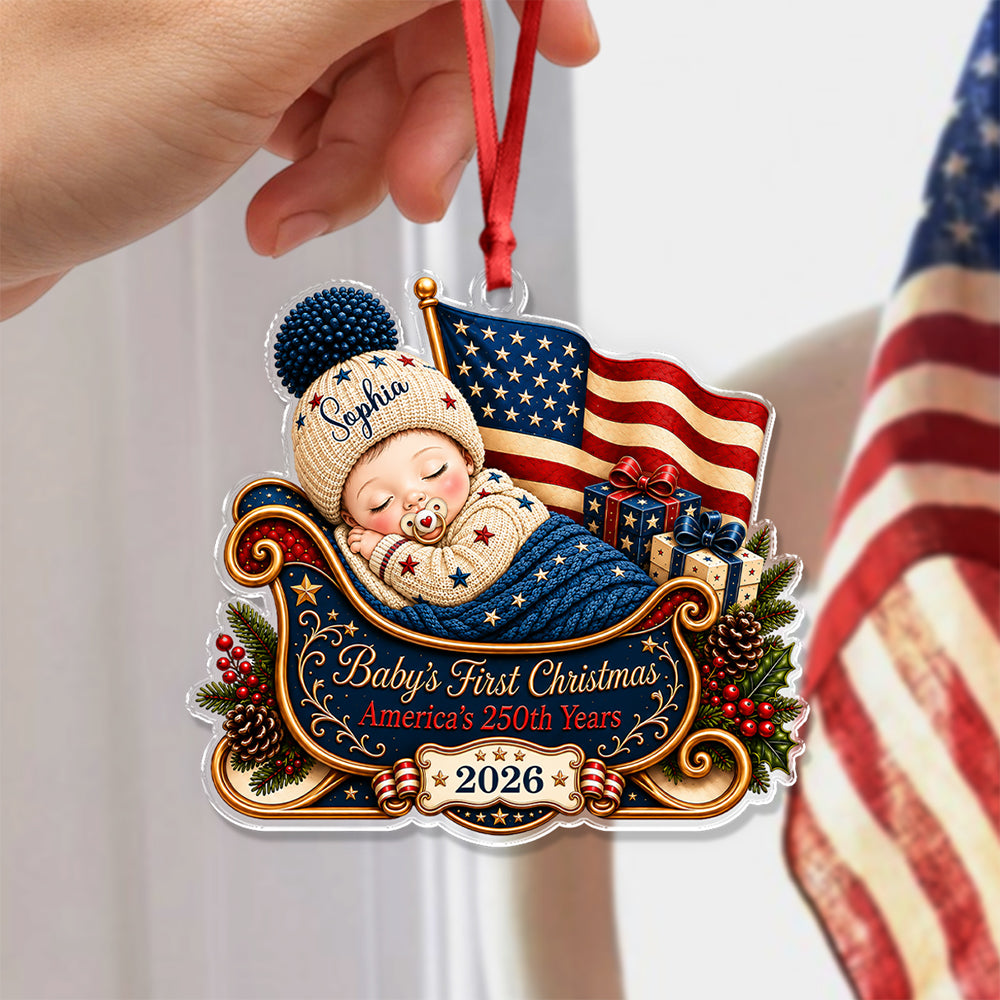 Personalized Baby’s First Christmas 2026 Acrylic Ornament America 250th Anniversary Baby Keepsake LM32 669959
