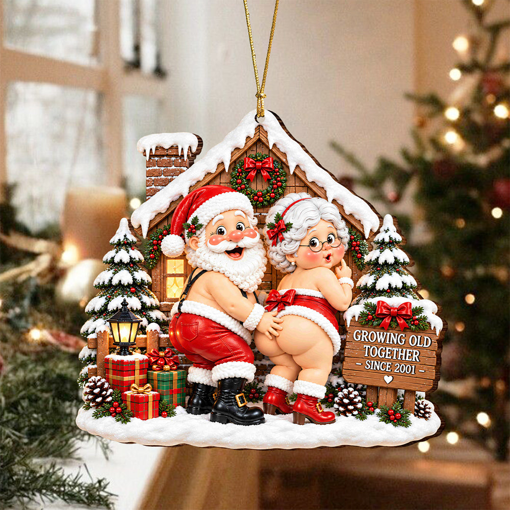 Personalized Growing Old Together Funny Santa Couple Wood Ornament Husband Wife Xmas Gift HA75 919390