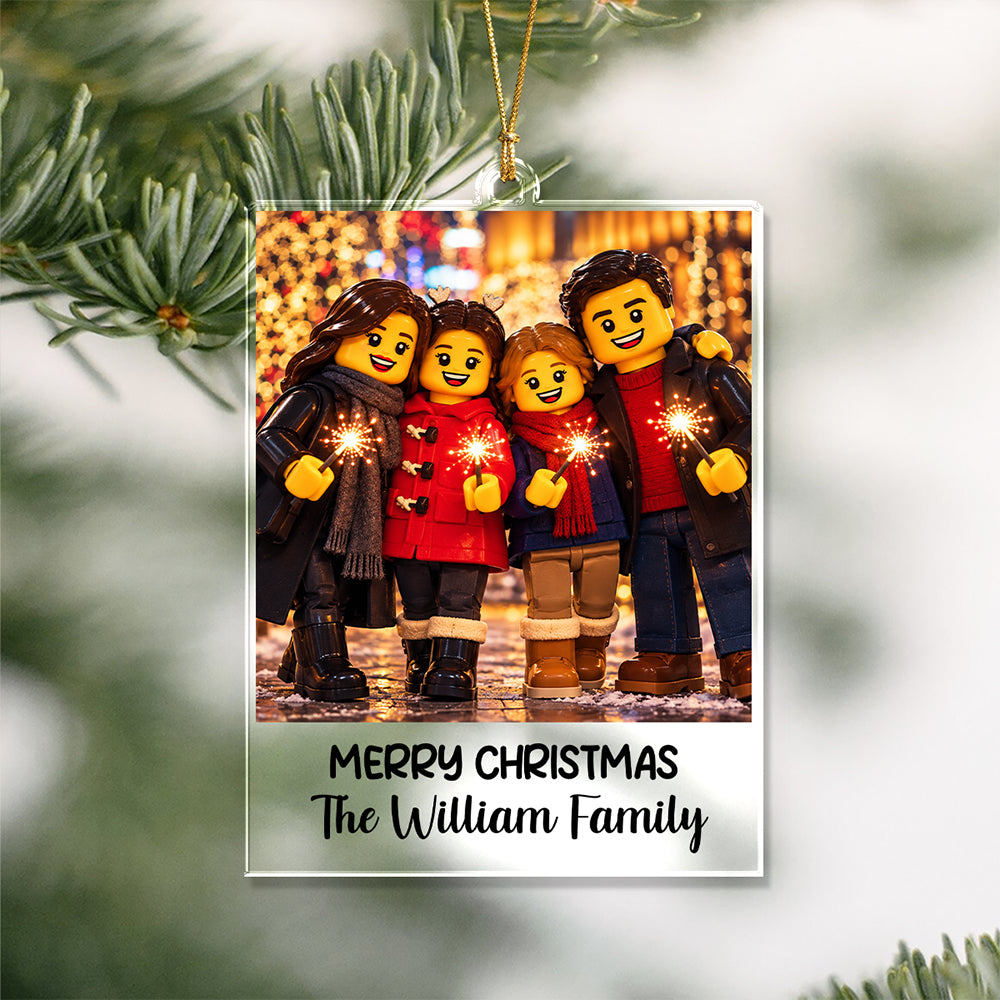 Custom Lego Family Photo Merry Christmas Acrylic Ornament CH07 180710