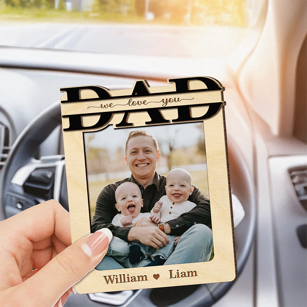 Custom Photo Dad And Kid 2 Layered Car Visor Clip TH10 892967