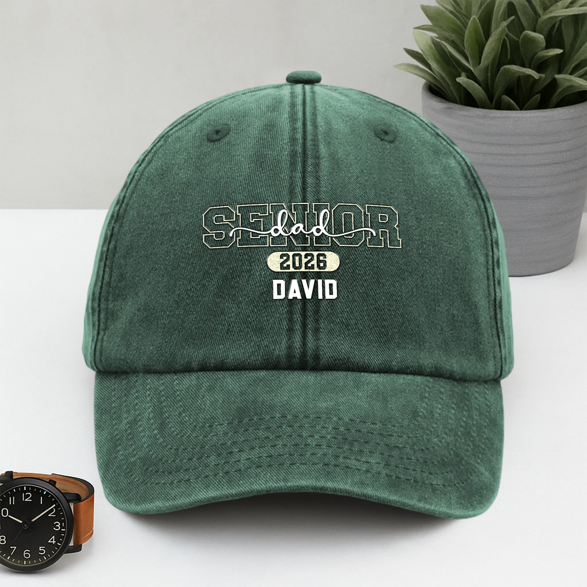 Custom Name Dad Mom Senior 2026 Washed Denim Baseball Cap TH10 169105