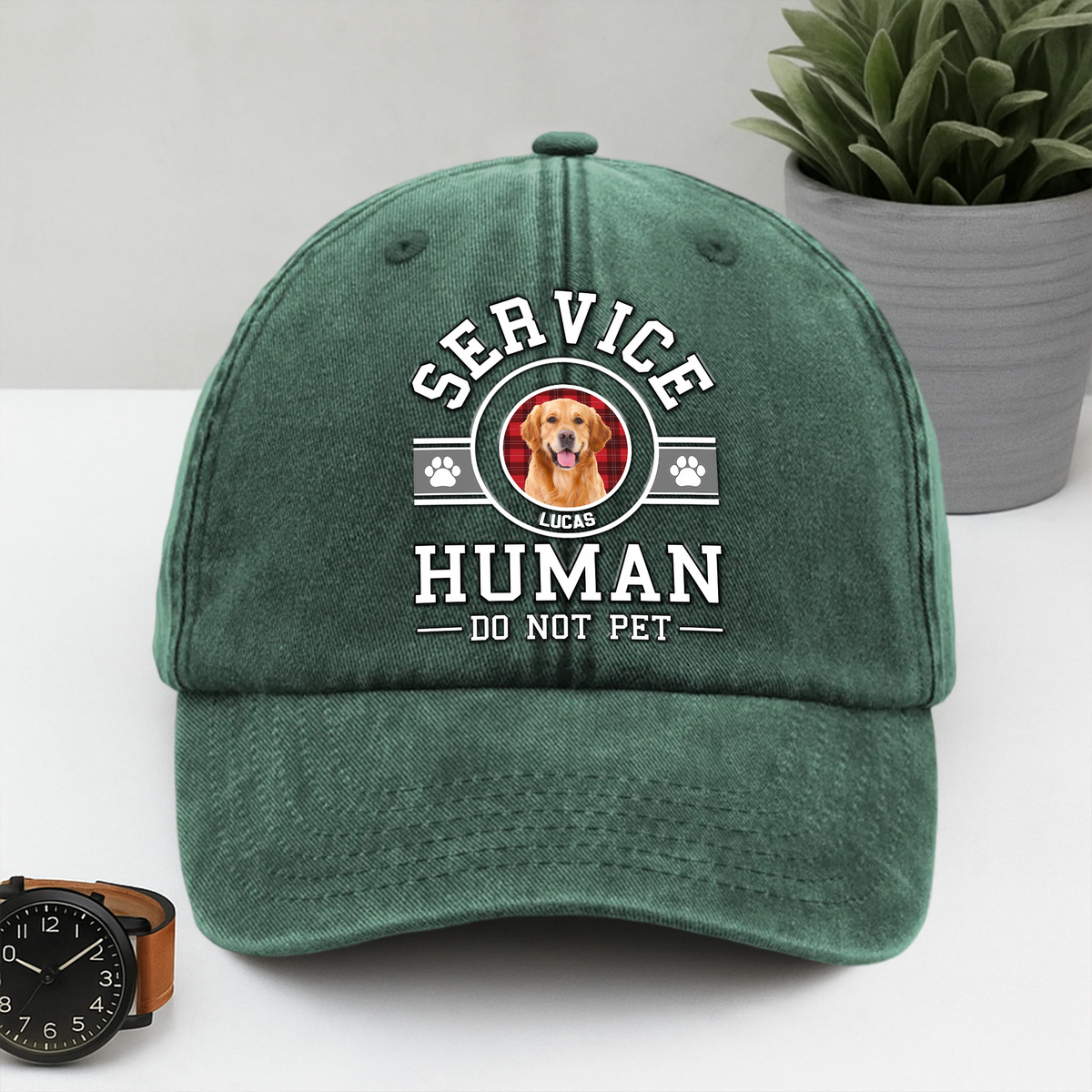 Custom Dog Photo Service Human Washed Denim Baseball Cap Gift LM32 893515