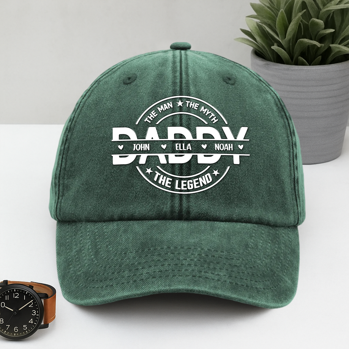 Custom Name Dad The Man The Myth The Legend Washed Denim Baseball Cap TH10 894005