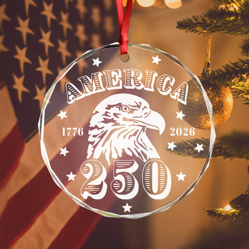 America 250 Years Happy 250th Birthday USA Glass Ornament HA75 898104