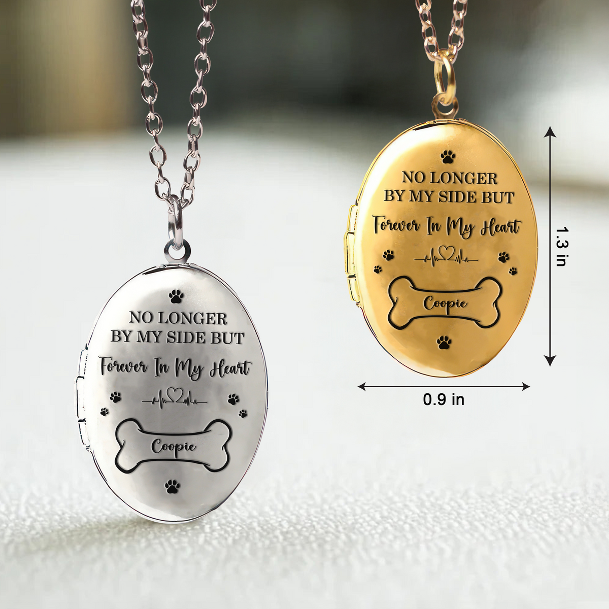 Custom Dog Cat Photo No Longer By My Side But Forever In My Heart Memorial Locket Necklace HO82 893672