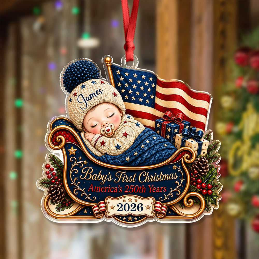 Personalized Baby’s First Christmas 2026 Acrylic Ornament America 250th Anniversary Baby Keepsake LM32 669959