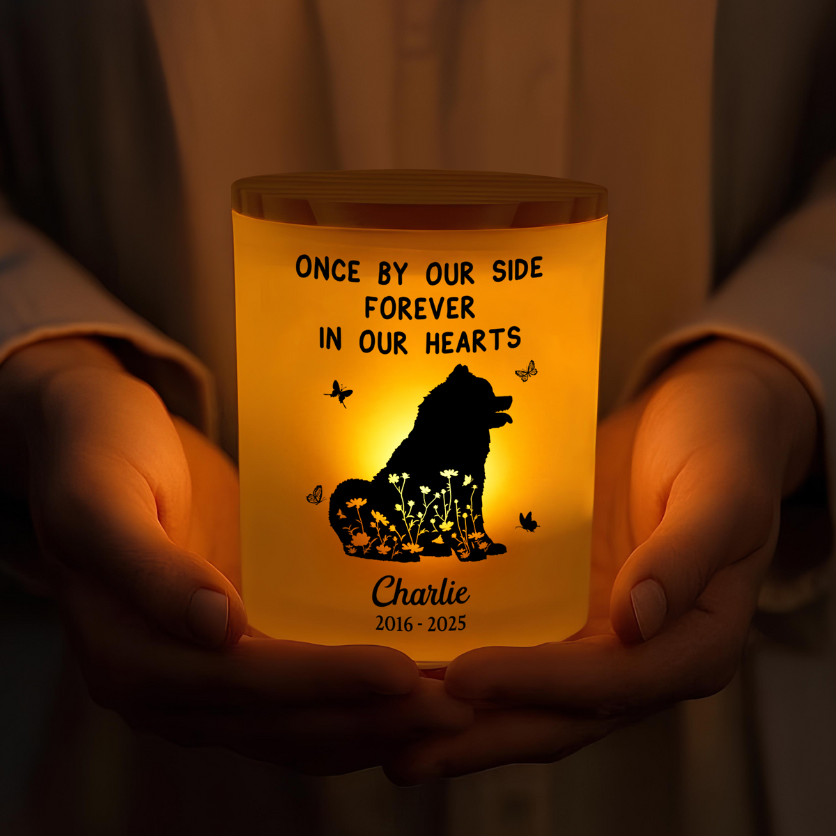 Personalized Forever Loved, Always In Our Hearts Memorial Glass Jar With LED Candle LM32 893497