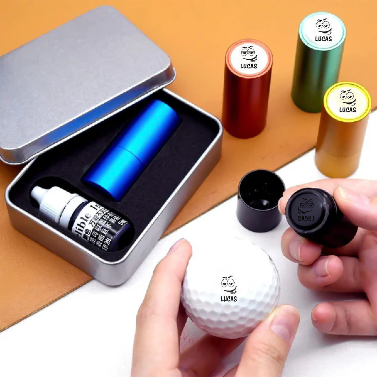 Custom Name Face Gestures Personalized Golf Ball Stamp Box HA75 898490