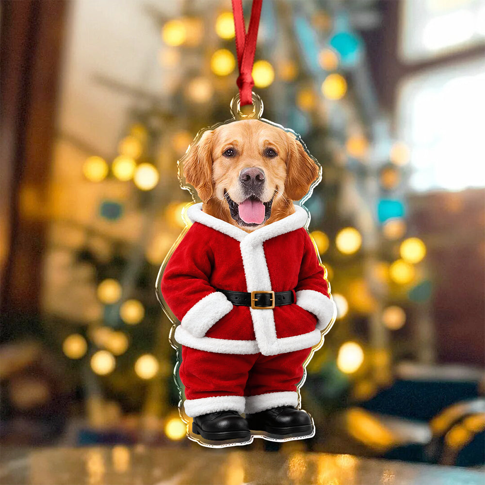 Custom Dog Cat Photo Santa Suit Acrylic Ornament, Christmas Gift For Pet Lovers TH10 170735