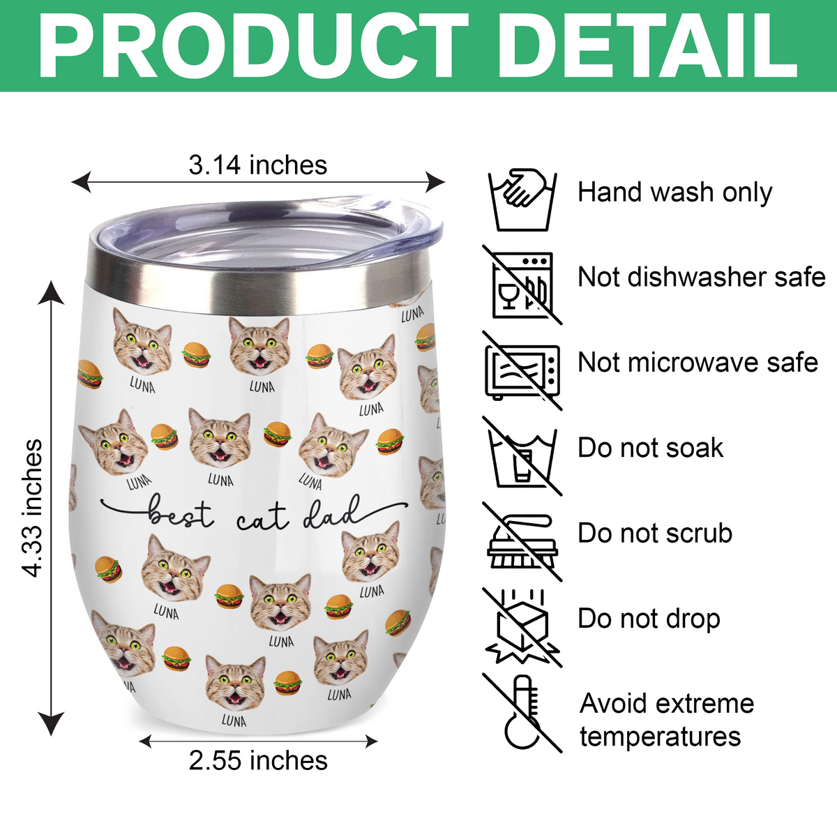 Custom Dog Cat Face Wine Tumbler Gift For Dog Cat Dad Mom HO82 894150