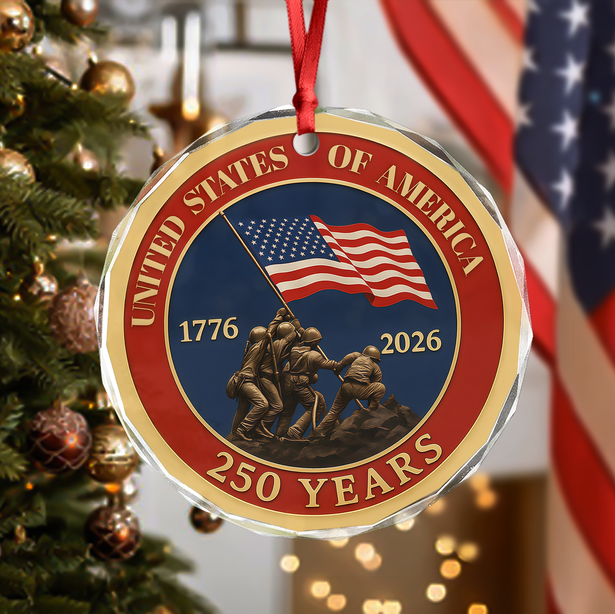United States Of America 1776 - 2026 250 Years Glass Ornament HA75 898106