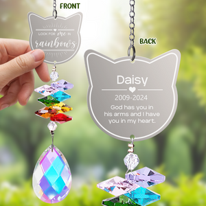 Look For Me In Rainbows Cat Personalized Memorial Rainbow Suncatcher N304 HA75 891440