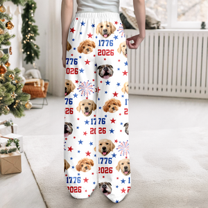 Custom Dog Cat Photo Firework USA Red White Blue Matching Sweatpants LM32 895851