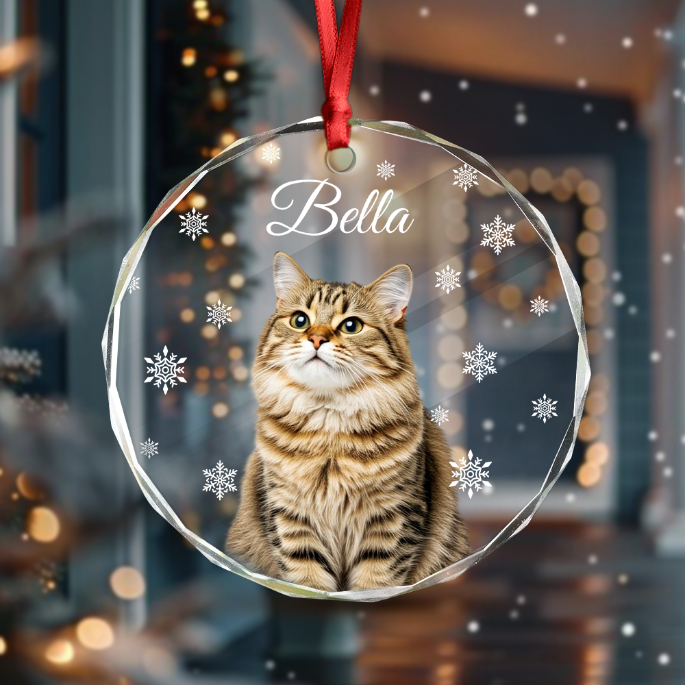 Custom Photo Cat Glass Ornament For Christmas HA75 897240