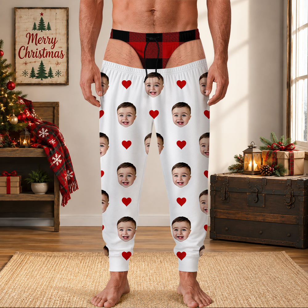Custom Photo Face And Heart Icon Sweatpants Funny Family Gift HO82 903662