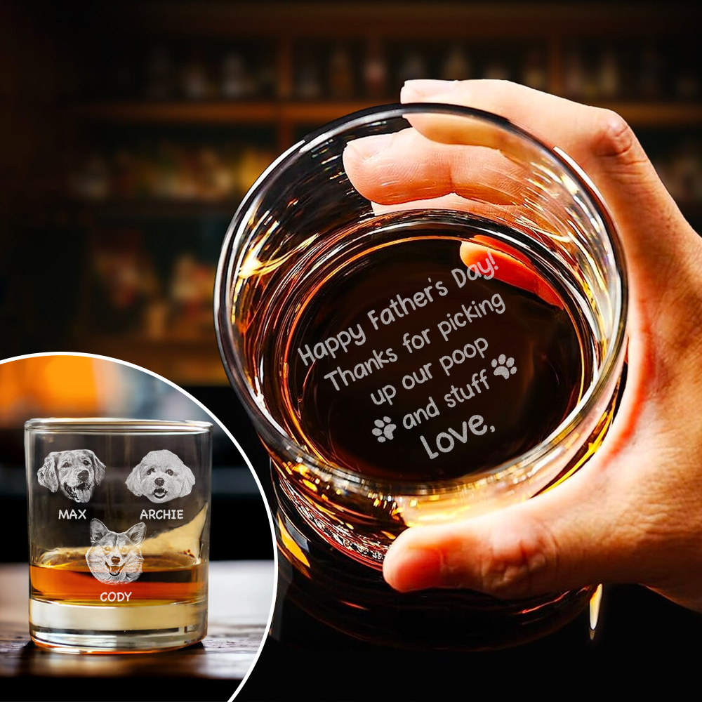 Custom Photo Thanks For Picking Up My Poop and Stuff Engraved Rock Glass CH07 895744