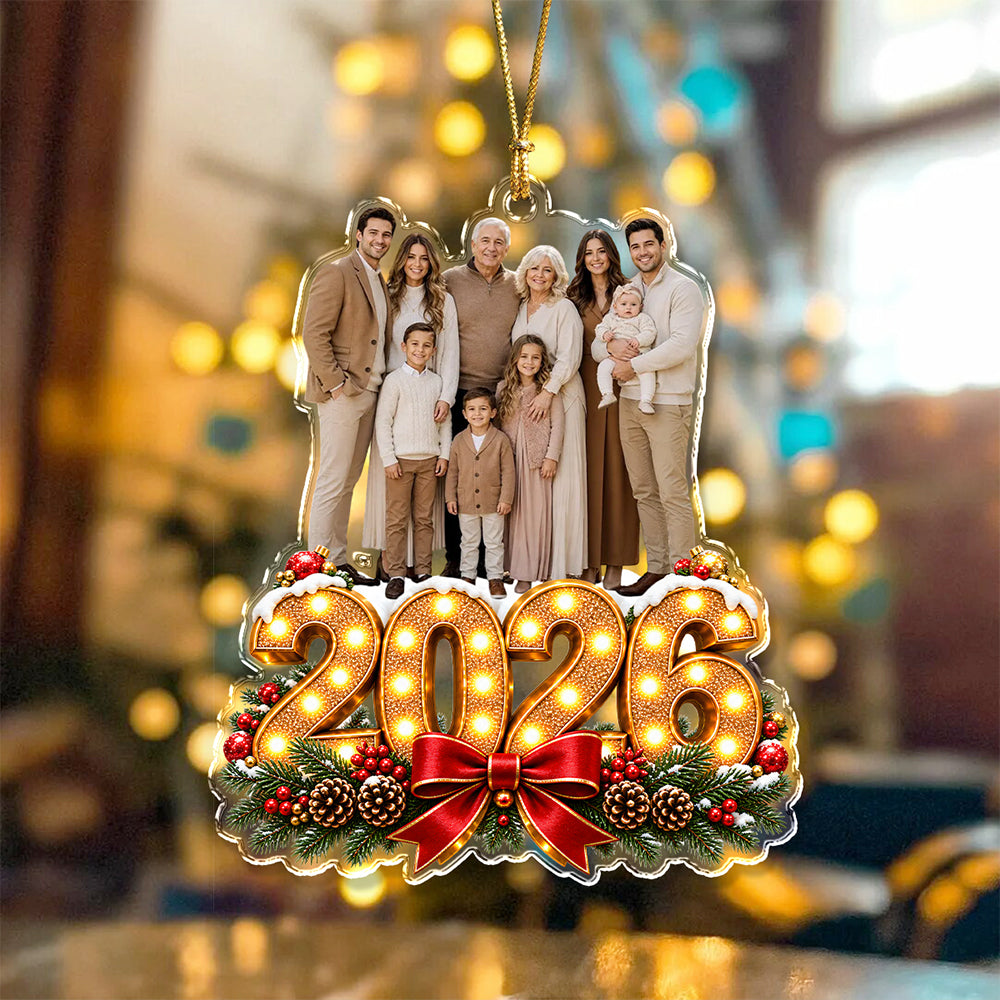 Custom Family Photo Christmas Acrylic Ornament, Personalized Holiday Keepsake HO82 903852