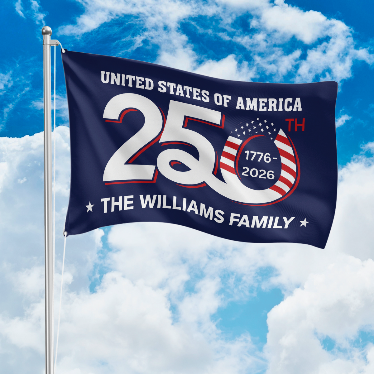 Custom Family Name Patriotic 250th Anniversary 1776 2026 United States of America Semiquincentennial Banner House Flag HO82 900104
