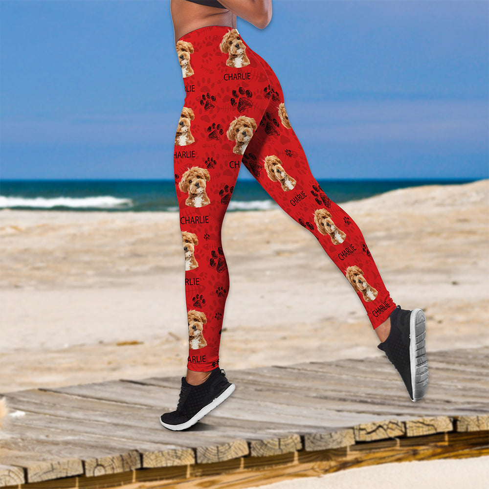 Custom Dog Photo With Paw Pattern Legging HO82 900530