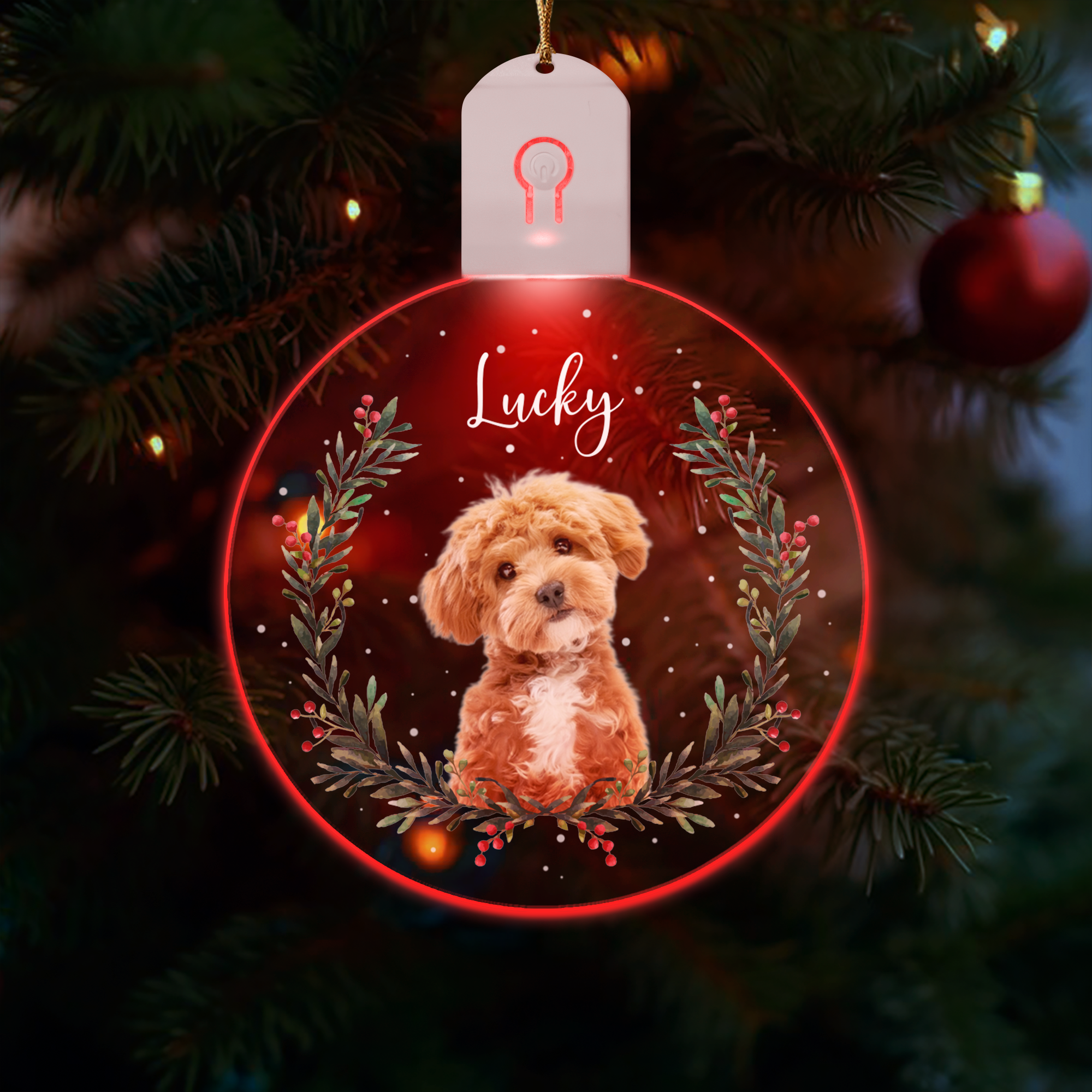 Custom Dog Photo Wishing You A Christmas Filled With Wagging Tails And Wet Noses Led Acrylic Ornament HA75 891843