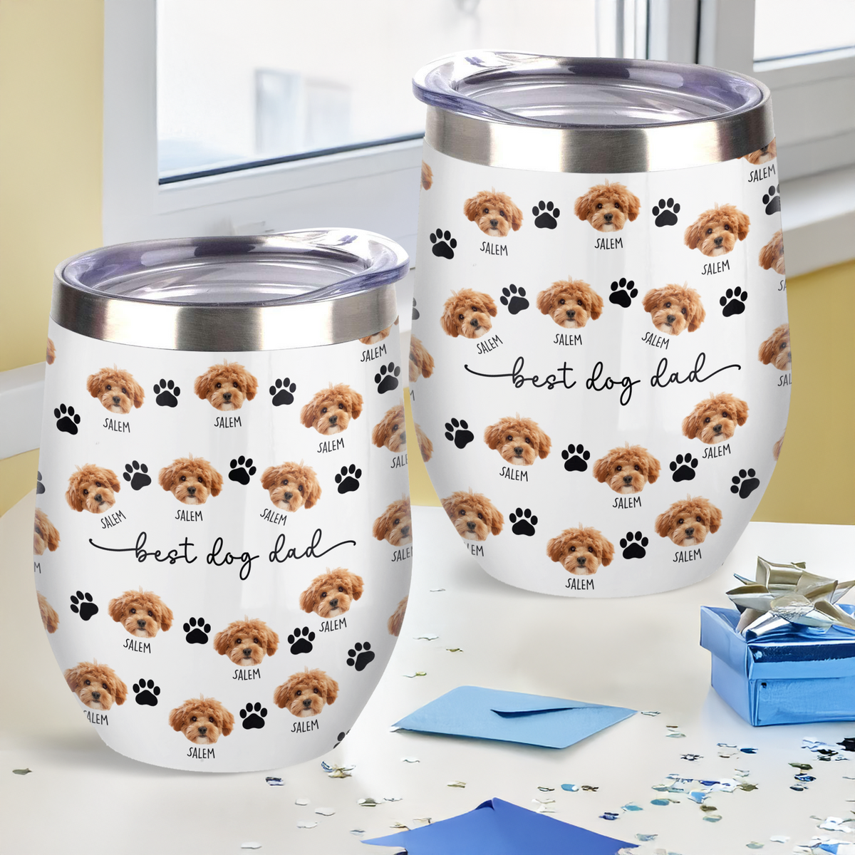 Custom Dog Cat Face Wine Tumbler Gift For Dog Cat Dad Mom HO82 894150