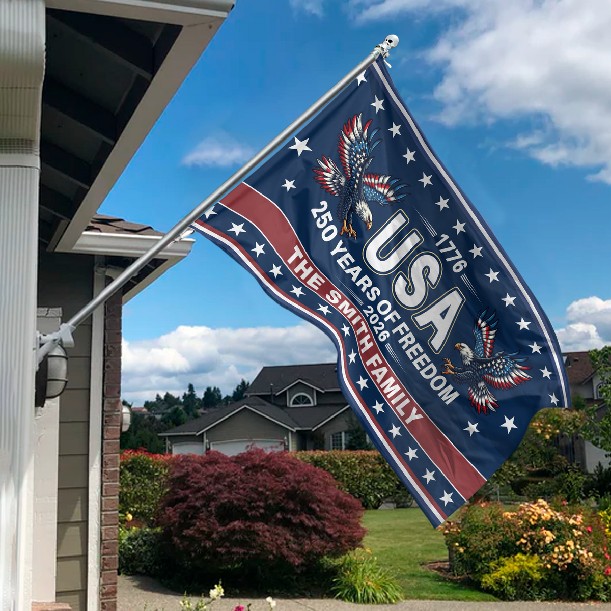US 250th Anniversary 1776-2026 Patriotic 250 Years Of Freedoms House Flag CH07 899614