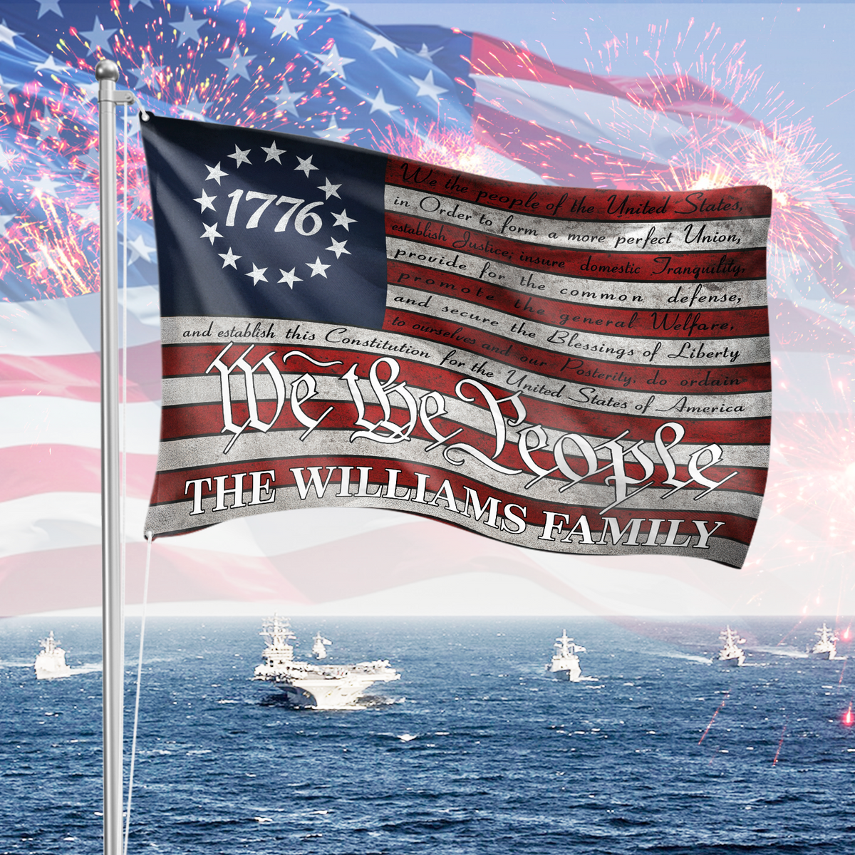 We the People - 250 Years America Anniversary Custom Family Name House Flag CH07 899146