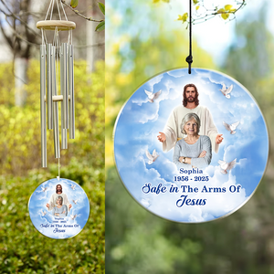 Safe In The Arms Of Jesus - Personalized Dad Mom Memorial Photo Acrylic Wind Chimes CH07 896408