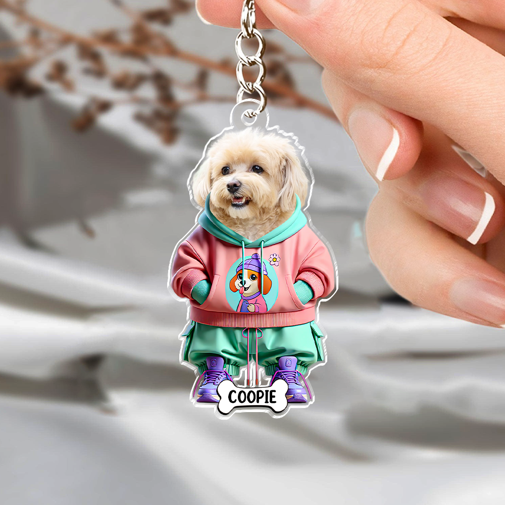 Custom Photo Cute Dog Cat Acrylic Keychain Gift For Dog Lovers Cat Lovers CH07 895700