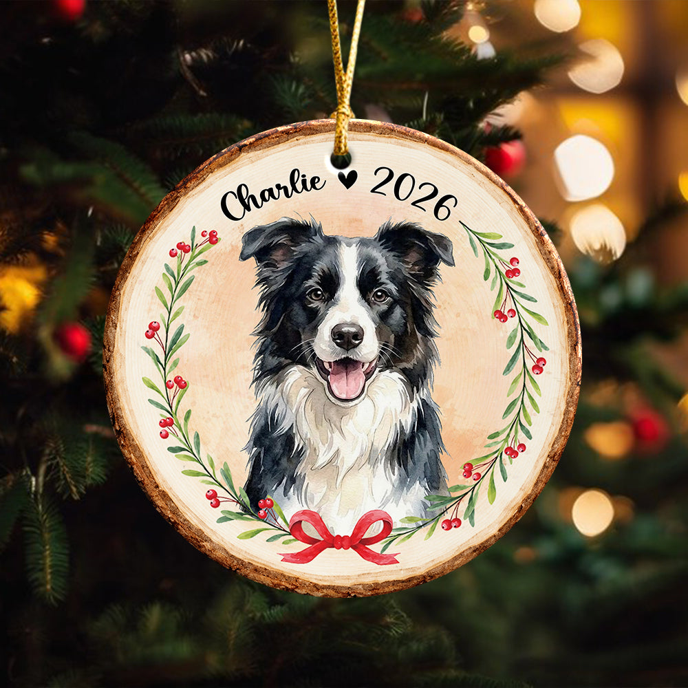 Custom Dog Photo Watercolor Ceramic Ornament, Personalized Christmas Gift for Dog Lovers CH07 180490