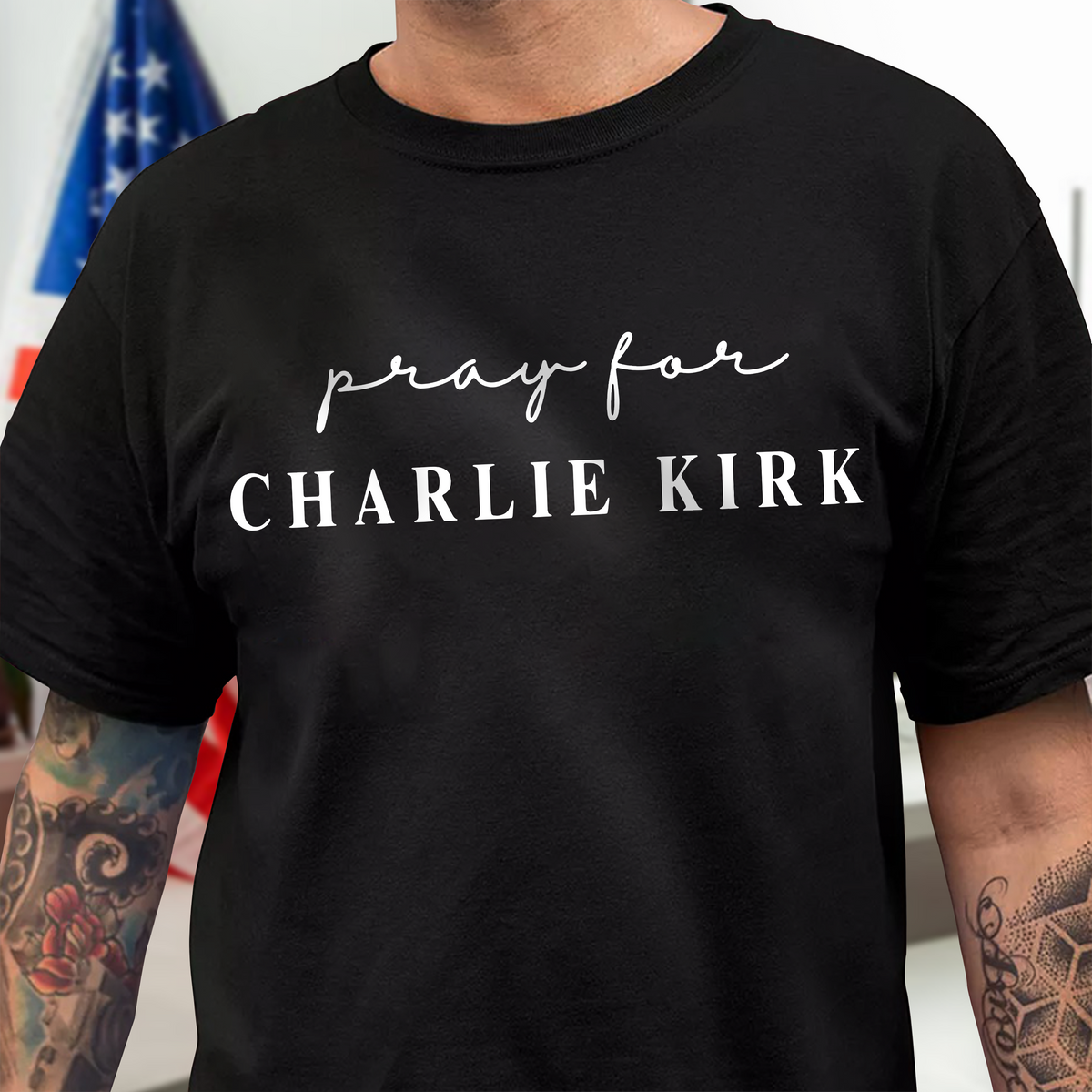 Pray for Charlie Kirk Dark Shirt LM32 65537