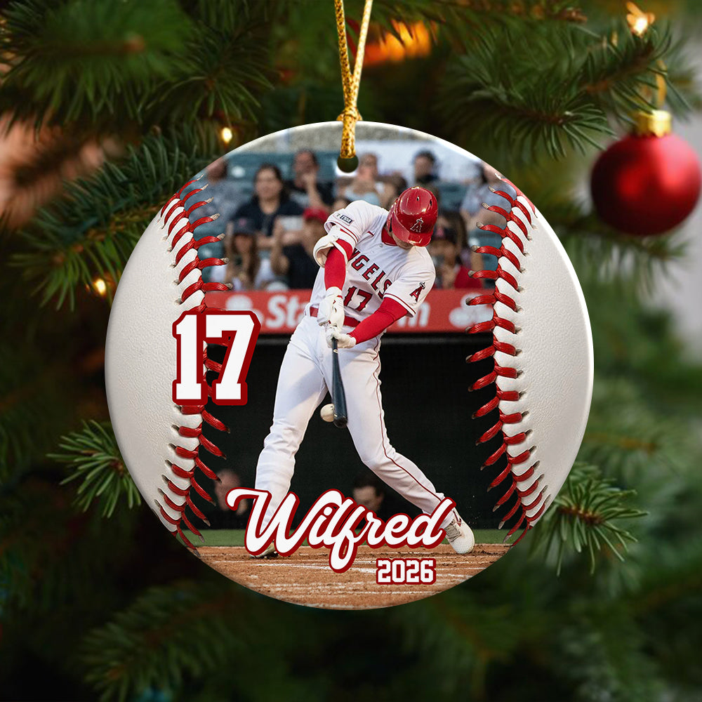 Custom Baseball Photo Ceramic Ornament, Baseball Player Gift, Christmas Decor HA75 919376