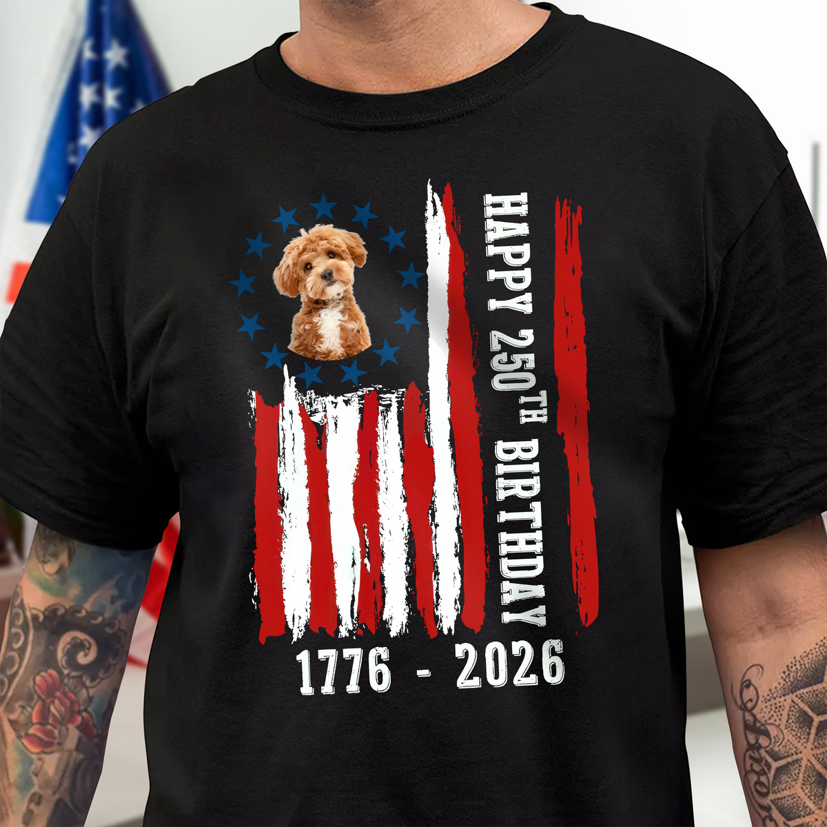 Custom Dog Photo Happy 250 Years Of Freedom Patriot Dark Shirt LM32 895215