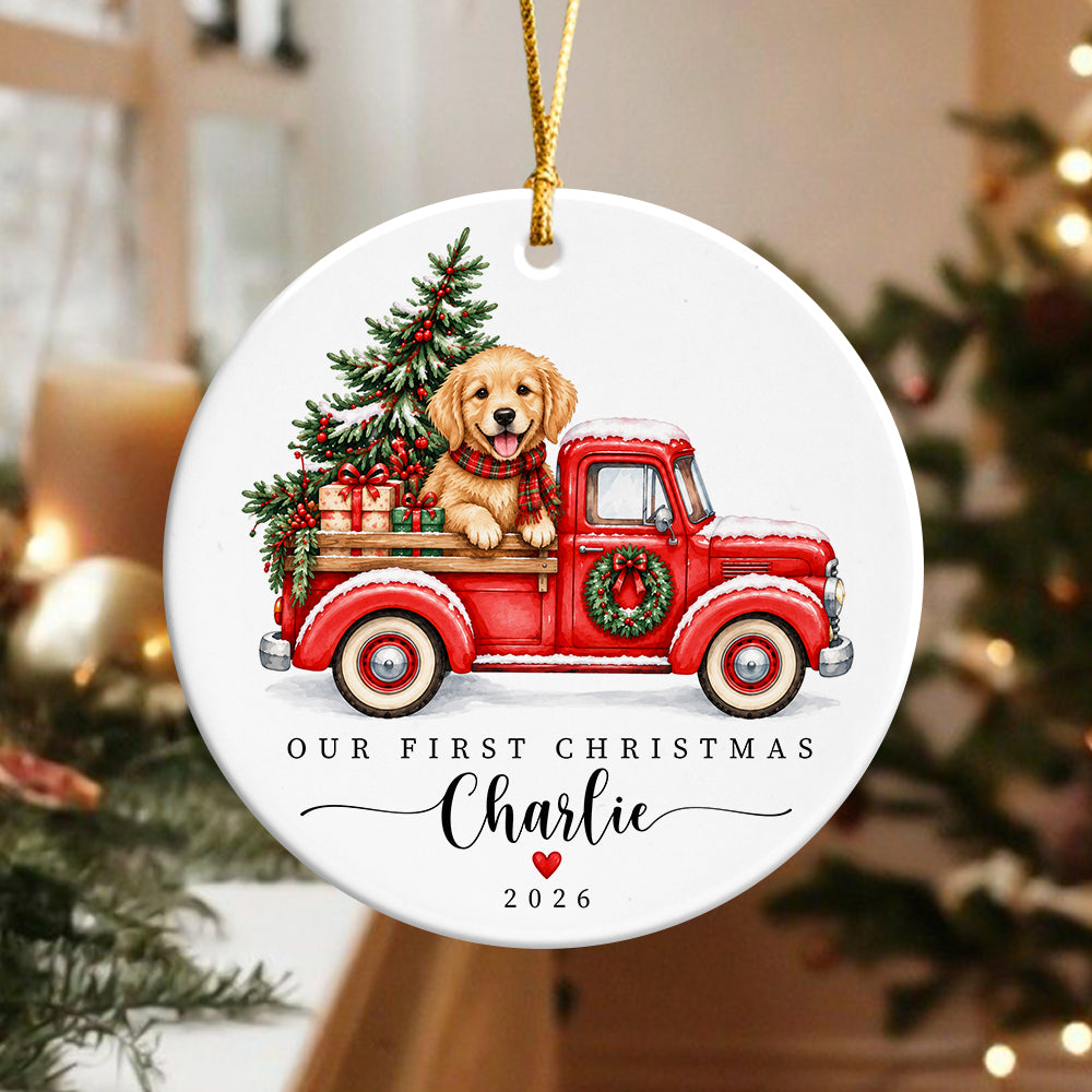 Personalized Pet Photo First Christmas Ceramic Ornament, Dog Lover Keepsake, Christmas Gift, Holiday Tree Ornament HA75 919408