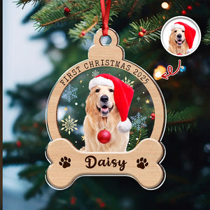 Custom Photo Dog First Christmas Wood And Acrylic Ornament HA75 897042