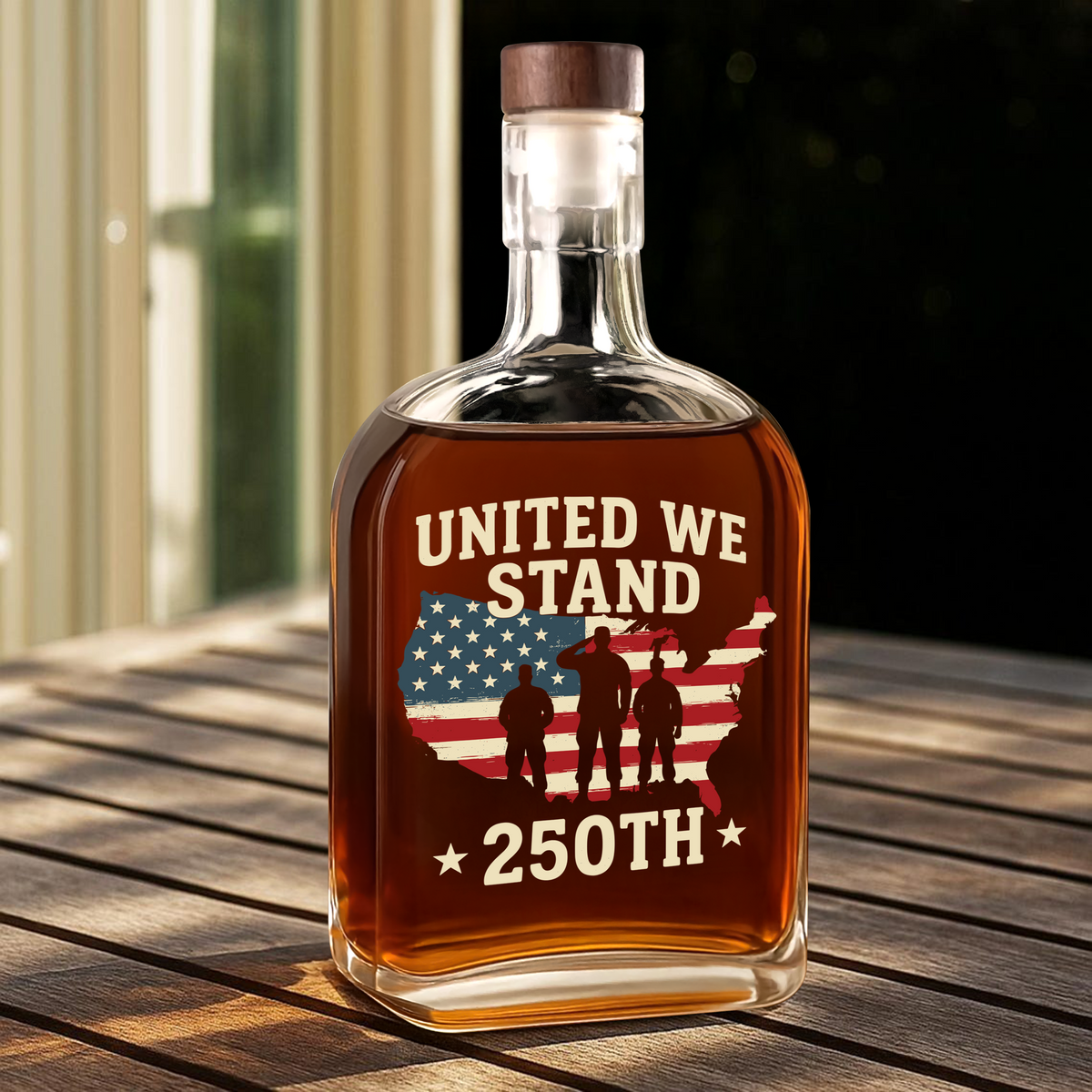 United We Stand 250th Anniversary USA Veteran Whiskey Bottle HA75 897308