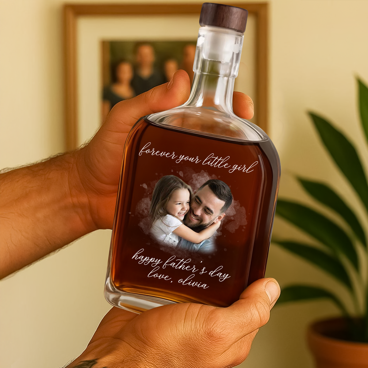 Custom Photo Forever Your Little Girl, Little Boy & Dad Family Whiskey Bottle HO82 894062