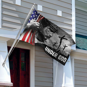 One Nation Under God With Family Name - Personalized Banner House Flag LM32 897217