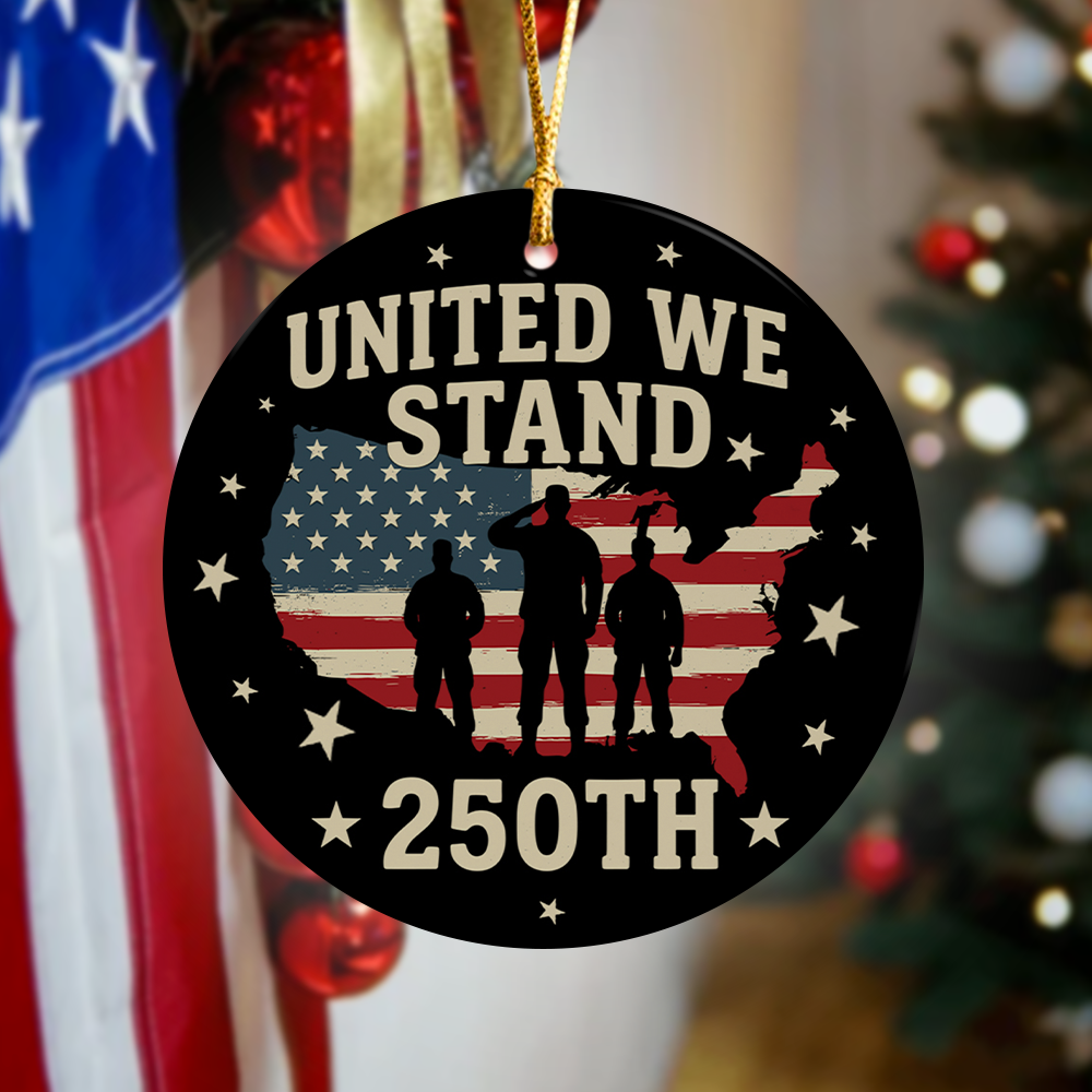 United We Stand 250th Anniversary USA Veteran Ceramic Ornament HA75 897316
